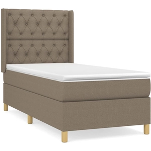 vidaXL Sommier à lattes de lit avec matelas Taupe 90x190 cm Tissu pas cher