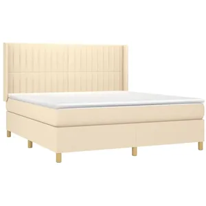 vidaXL Sommier à lattes de lit avec matelas Crème 180x200 cm Tissu pas cher
