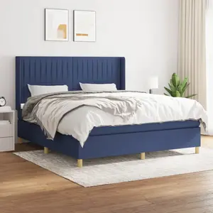 vidaXL Sommier à lattes de lit avec matelas Bleu 180x200 cm Tissu pas cher