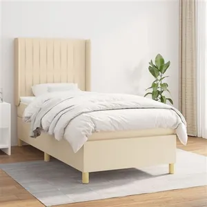 vidaXL Sommier à lattes de lit et matelas Crème 90x190 cm Tissu pas cher