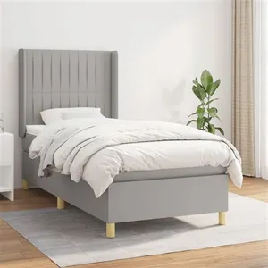 vidaXL Sommier à lattes de lit et matelas Gris clair 90x190 cm Tissu pas cher