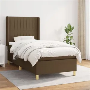 vidaXL Sommier à lattes de lit avec matelas Marron foncé 90x190 cm pas cher