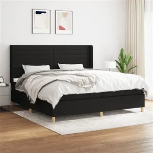 vidaXL Sommier à lattes de lit avec matelas Noir 200x200 cm Tissu pas cher