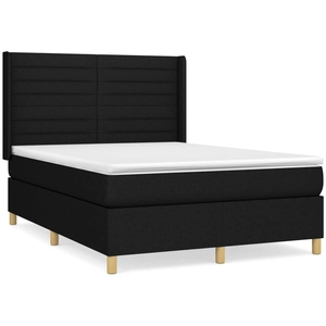 vidaXL Sommier à lattes de lit avec matelas Noir 140x200 cm Tissu pas cher