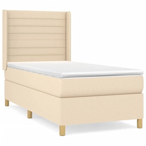 vidaXL Sommier à lattes de lit et matelas Crème 90x190 cm Tissu pas cher