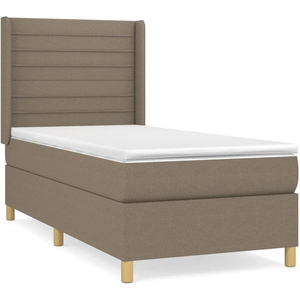 vidaXL Sommier à lattes de lit avec matelas Taupe 90x200 cm Tissu pas cher