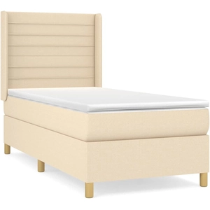vidaXL Sommier à lattes de lit avec matelas Crème 90x200 cm Tissu pas cher