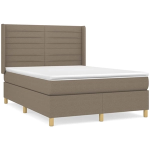 vidaXL Sommier à lattes de lit avec matelas Taupe 140x200 cm Tissu pas cher