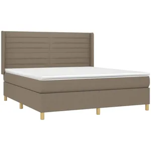 vidaXL Sommier à lattes de lit avec matelas Taupe 160x200 cm Tissu pas cher
