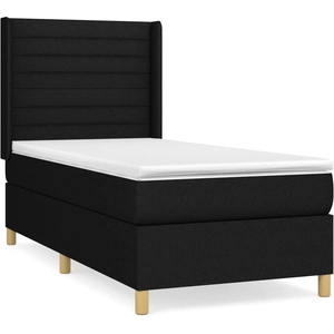 vidaXL Sommier à lattes de lit et matelas Noir 80x200 cm Tissu pas cher