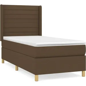 vidaXL Sommier à lattes de lit avec matelas Marron foncé 90x190 cm pas cher