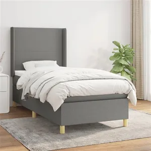 vidaXL Sommier à lattes de lit et matelas Gris foncé 90x190 cm Tissu pas cher