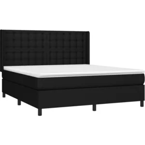 vidaXL Sommier à lattes de lit avec matelas Noir 160x200 cm Tissu pas cher