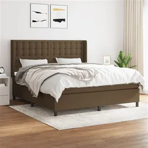 vidaXL Sommier à lattes de lit avec matelas Marron foncé 160x200 cm pas cher