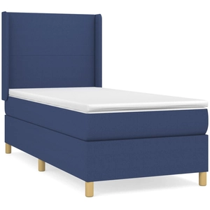 vidaXL Sommier à lattes de lit avec matelas Bleu 90x190 cm Tissu pas cher