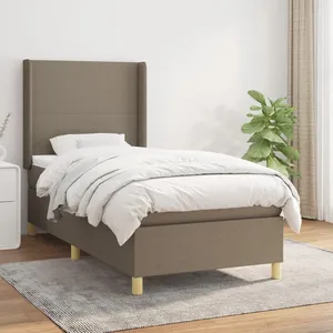 vidaXL Sommier à lattes de lit avec matelas Taupe 90x190 cm Tissu pas cher