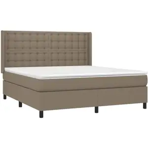 vidaXL Sommier à lattes de lit avec matelas Taupe 180x200 cm Tissu pas cher