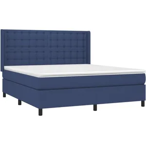 vidaXL Sommier à lattes de lit avec matelas Bleu 180x200 cm Tissu pas cher