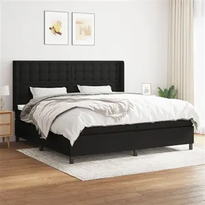 vidaXL Sommier à lattes de lit avec matelas Noir 200x200 cm Tissu pas cher