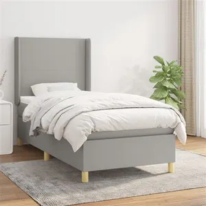 vidaXL Sommier à lattes de lit avec matelas Gris clair 80x200 cm Tissu pas cher