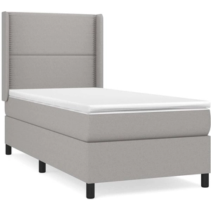vidaXL Sommier à lattes de lit avec matelas Gris clair 90x200 cm Tissu pas cher