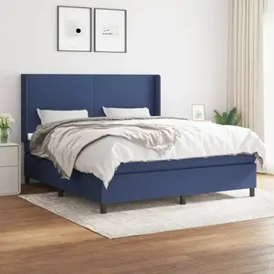 vidaXL Sommier à lattes de lit avec matelas Bleu 180x200 cm Tissu pas cher