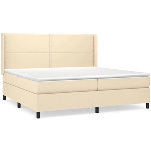 vidaXL Sommier à lattes de lit avec matelas Crème 200x200 cm Tissu pas cher