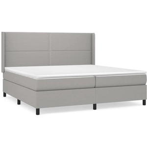 vidaXL Sommier à lattes de lit avec matelas Gris clair 200x200cm Tissu pas cher