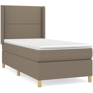 vidaXL Sommier à lattes de lit avec matelas Taupe 100x200 cm Tissu pas cher