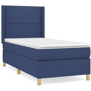 vidaXL Sommier à lattes de lit avec matelas Bleu 90x200 cm Tissu pas cher