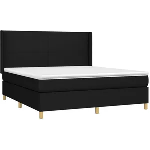 vidaXL Sommier à lattes de lit avec matelas Noir 180x200 cm Tissu pas cher