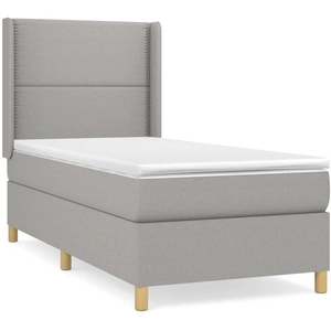 vidaXL Sommier à lattes de lit et matelas Gris clair 90x190 cm Tissu pas cher