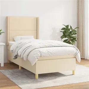 vidaXL Sommier à lattes de lit et matelas Crème 90x190 cm Tissu pas cher