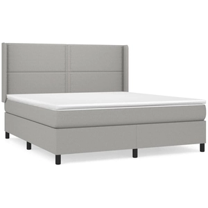 vidaXL Sommier à lattes de lit avec matelas Gris clair 180x200cm Tissu pas cher