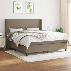 vidaXL Sommier à lattes de lit avec matelas Taupe 180x200 cm Tissu pas cher