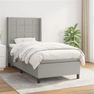 vidaXL Sommier à lattes de lit avec matelas Gris clair 80x200 cm Tissu pas cher