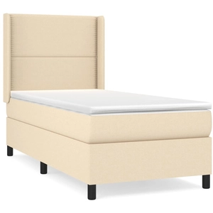 vidaXL Sommier à lattes de lit avec matelas Crème 100x200 cm Tissu pas cher
