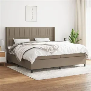 vidaXL Sommier à lattes de lit avec matelas Taupe 200x200 cm Tissu pas cher