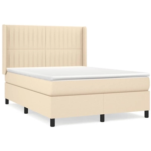vidaXL Sommier à lattes de lit avec matelas Crème 200x200 cm Tissu pas cher
