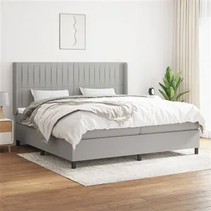 vidaXL Lit à sommier tapissier avec matelas Gris clair 200x200cm Tissu pas cher