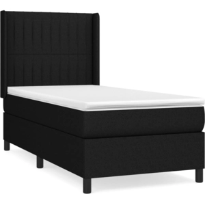 vidaXL Sommier à lattes de lit avec matelas Noir 160x200 cm Tissu pas cher