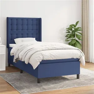 vidaXL Sommier à lattes de lit avec matelas Bleu 80x200 cm Tissu pas cher