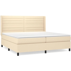 vidaXL Sommier à lattes de lit avec matelas Crème 200x200 cm Tissu pas cher