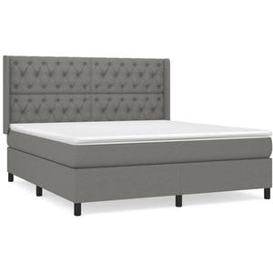 Comparateur de prix : vidaXL Sommier à lattes de lit avec matelas Gris foncé 160x200cm Tissu