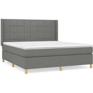 vidaXL Sommier à lattes de lit avec matelas Gris foncé 180x200cm Tissu pas cher