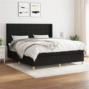 vidaXL Sommier à lattes de lit avec matelas Noir 180x200 cm Tissu pas cher