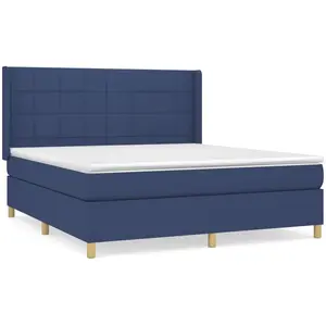 vidaXL Sommier à lattes de lit avec matelas Bleu 160x200 cm Tissu pas cher
