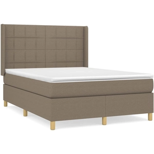 vidaXL Sommier à lattes de lit avec matelas Taupe 140x190 cm Tissu pas cher
