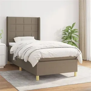 vidaXL Sommier à lattes de lit avec matelas Taupe 90x190 cm Tissu pas cher