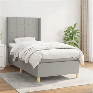 vidaXL Sommier à lattes de lit et matelas Gris clair 90x190 cm Tissu pas cher